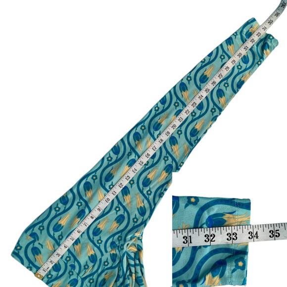 LulaRoe Funky Floral leggings Blue Yellow One Size Fits Most - Picture 9 of 9